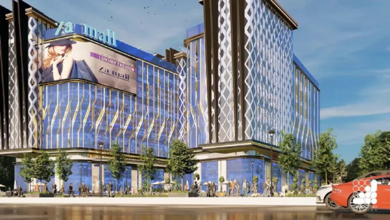 Fachada do Za Mall renderizada em 3D